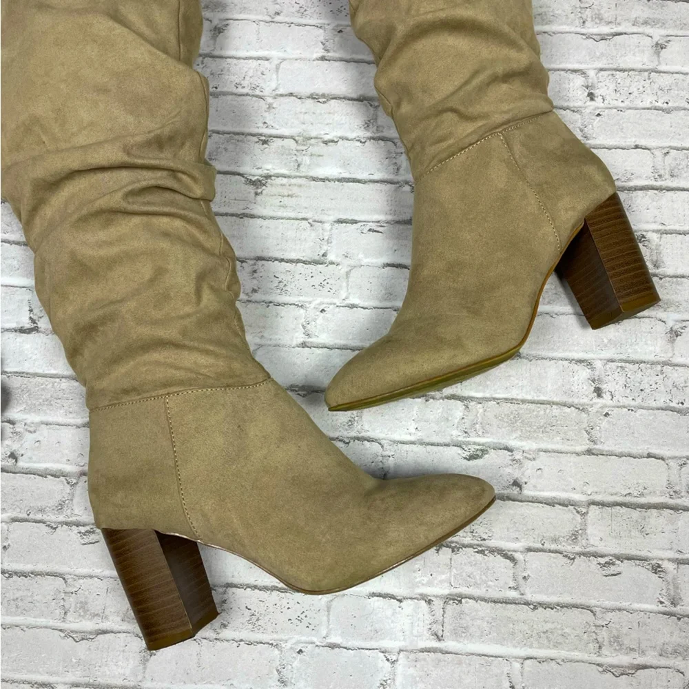 Kaari Blue Womens Suede Slouchy Heeled Boots Gray Sz 6.5 Neutral Normcore Winter - Picture 4 of 10